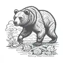 a bear walking along in American traditional style  tattoo design idea