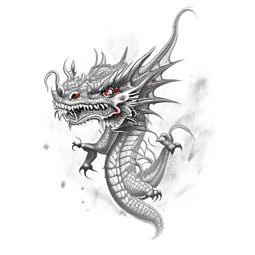 cute red dragon  tattoo design idea