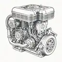 2 stroke go kart engine intertwined tattoo design idea