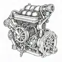 2 stroke go kart engine intertwined tattoo design idea