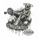 go kart with podium all together tattoo design idea