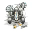 go kart with podium all together tattoo design idea