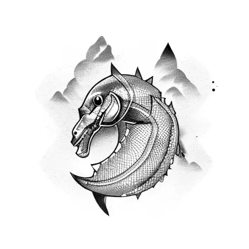 sturgeon with shadow tattoo design idea