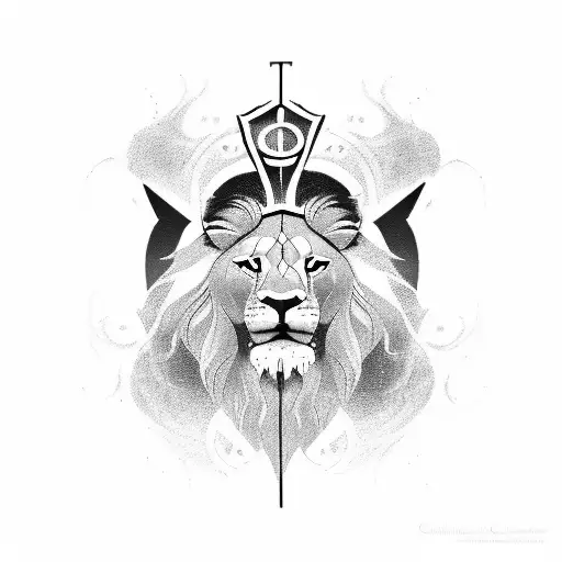 Christian Cross, Lion tattoo design idea