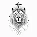 Christian Cross, Lion tattoo design idea