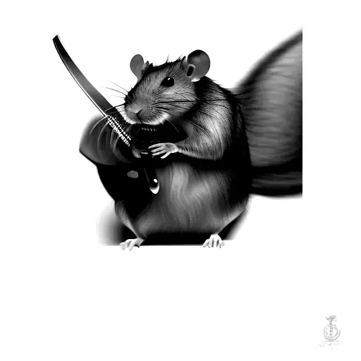 a rat holding a sword  tattoo design idea