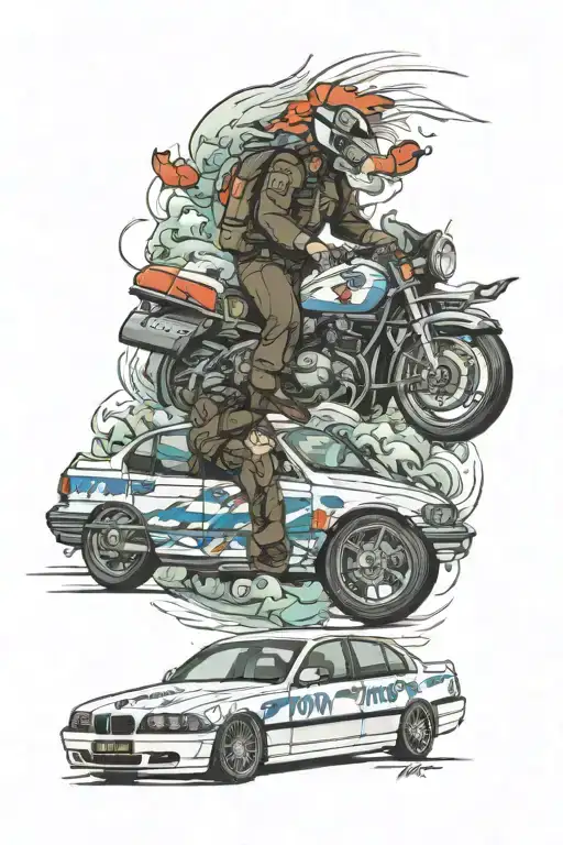 BMW e39 run from police tattoo design idea