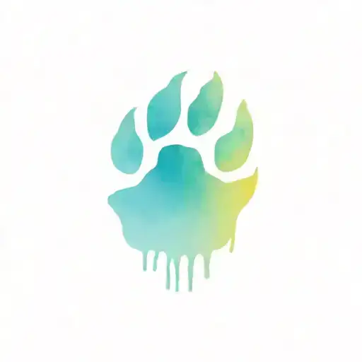 dog paw with dino tattoo design idea