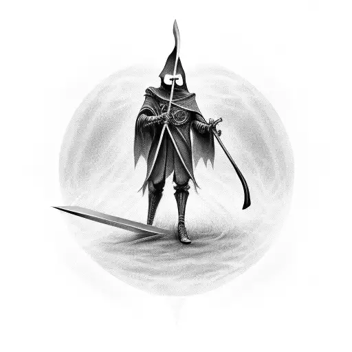 tall grim reaper slicing through film light scrim with sickle tattoo design idea