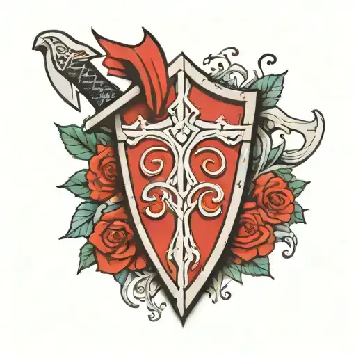 norse ax and shield tattoo design idea