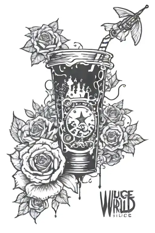 999 Juice Wrld album cover tattoo design idea