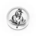 cooked chicken with three legs on a plate tattoo design idea