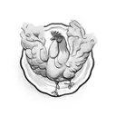 cooked chicken with three legs on a plate tattoo design idea