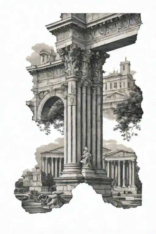 roman architecture forearm sleeve tattoo tattoo design idea