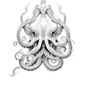 Design a dynamic and highly detailed tattoo featuring an immense octopus or kraken at the heart of a turbulent sea battl tattoo design idea