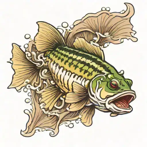 largemouth bass leaping tattoo design idea