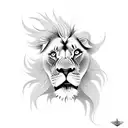 A lion and a phoenix tattoo design idea