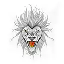 An angry lion and a phoenix tattoo design idea