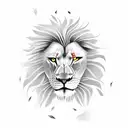 An angry lion and a phoenix tattoo design idea