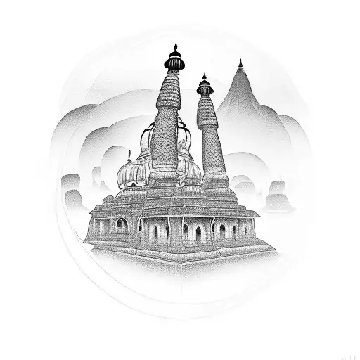 A peaceful Indian landscape with a quote about peace tattoo design idea