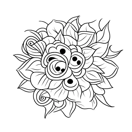 A B L P in a flower tattoo design idea