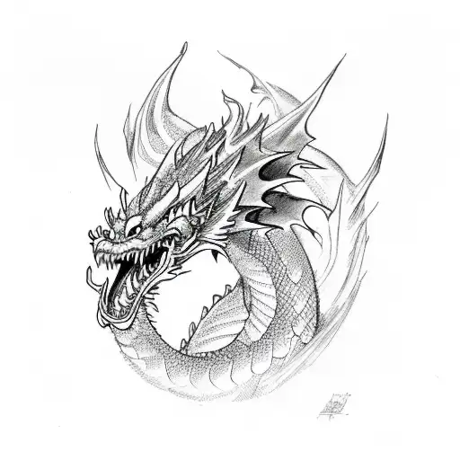 fire dragon 1976 tattoo design idea