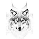 wolf forest mountains lake moon tattoo design idea