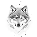 wolf forest mountains lake moon tattoo design idea