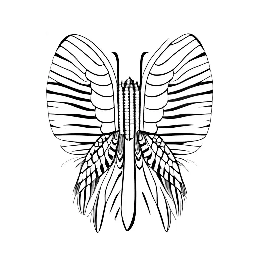 singular striped hawk feather  tattoo design idea