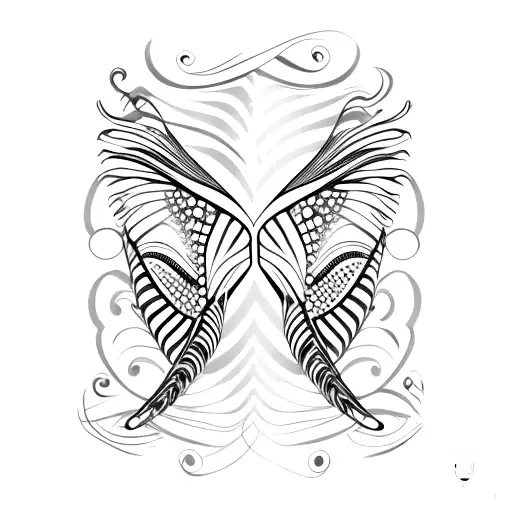 striped hawk tail feather tattoo design idea