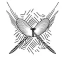 singular striped hawk feather  tattoo design idea