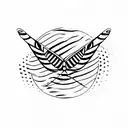 striped hawk tail feather tattoo design idea