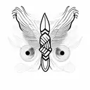 striped hawk tail feather tattoo design idea
