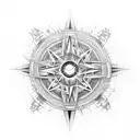 An intricate compass surrounded by iconic Lord of the Rings locations, representing the journey of a quality engineer tattoo design idea