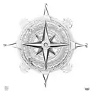 An intricate compass surrounded by iconic Lord of the Rings locations, representing the journey of a quality engineer tattoo design idea