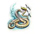 snake climbing a sword tattoo design idea