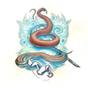 snake climbing a sword tattoo design idea