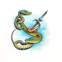 snake climbing a sword tattoo design idea
