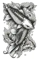 koi fish swimming upstream tattoo design idea