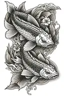koi fish swimming upstream tattoo design idea