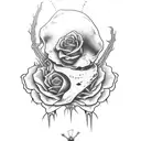 Freddy Kruger, skull, spiderwebs, wilted rose tattoo design idea