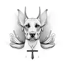 Doberman with wings tattoo design idea