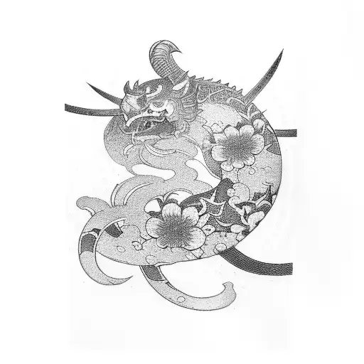 Japanese inspired outter arm sleeve, which incorporates samurais, yakuza, cherry blossoms,  tattoo design idea