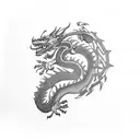 Wildlife conservation scene with a dragon flying overhead tattoo design idea