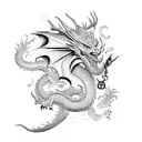 Wildlife conservation scene with a dragon flying overhead tattoo design idea