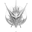 Wildlife conservation scene with a dragon flying overhead tattoo design idea