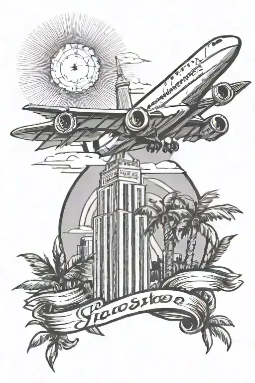 Beach, Palms, Plane, Empire State Building, Naples Pier, Success, Money tattoo design idea