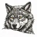 Wolf anf female warrior tattoo design idea
