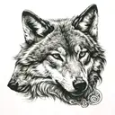 Wolf anf female warrior tattoo design idea