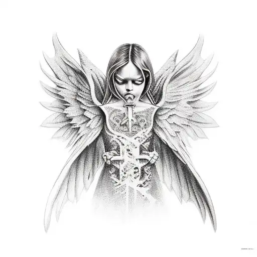 bad and dark angel  tattoo design idea